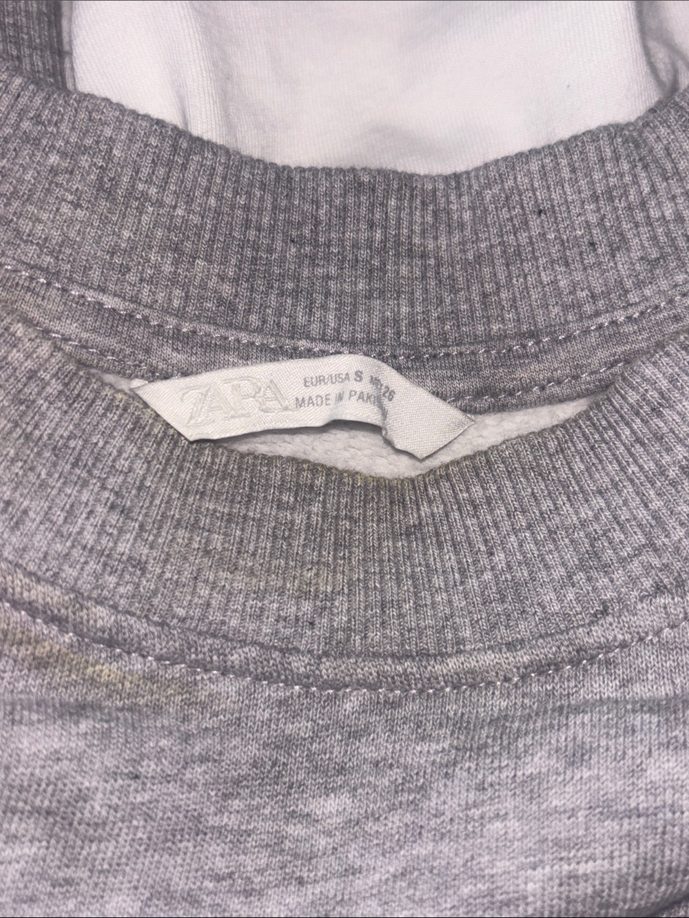 Zara Light Gray Sweatshirt with White Layered Hem - Picture 3 of 3
